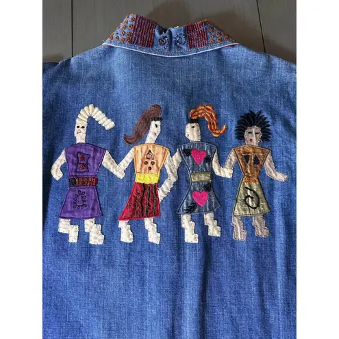 Chicos Design vintage Beaded 90’s Denim Jacket (size 1 Chicos/Medium womens) Blue
