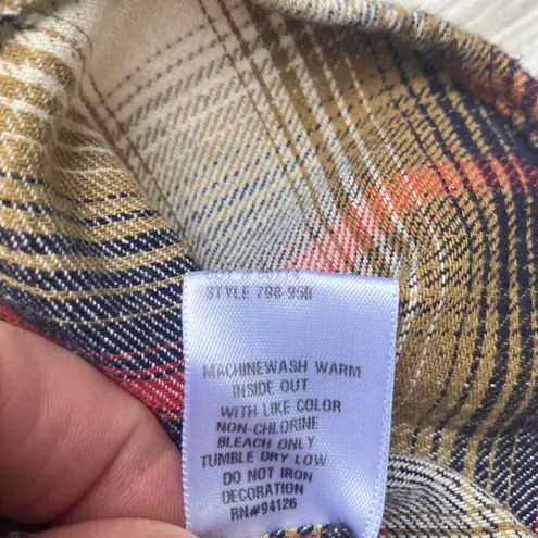 CP Shades Teton Tunic Shirt Sz S Brown Red Plaid Cotton Oversized Lagenlook