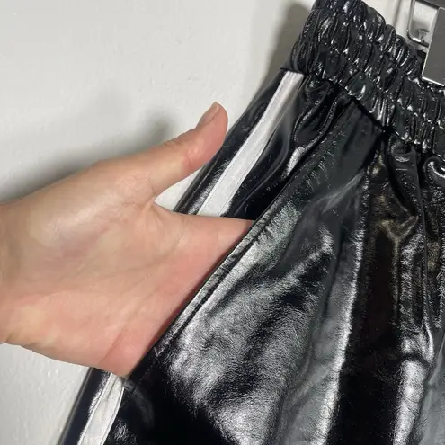 Maeve Faux Patent Leather Wide Leg Pant Large Black NEW Streetwear Anthropologie