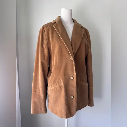 Vintage Y2K L.L. Bean Light Brown Corduroy Single Breasted Blazer Size 12