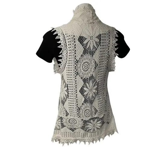 Poof! POOF Francescas White Crochet Boho Tunic Vest Festival Hippie