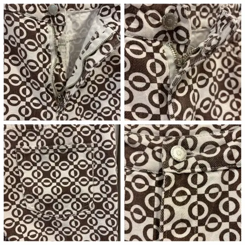 Peppermayo Brown White Geometric Straight Leg High Rise Pants 70s Hippie, Size 6