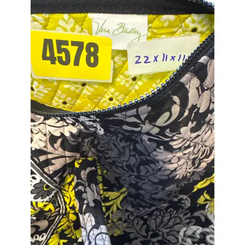 Vera Bradley Floral Grand Traveler Bag Yellow Gray Black Quilted Duffle