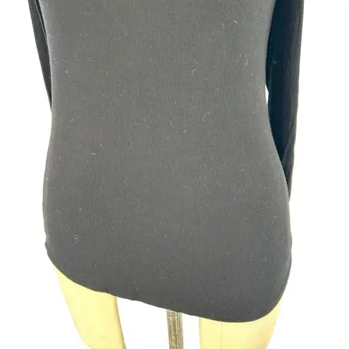 Michael Lauren One Shoulder Black Ribbed Long Sleeve Top Size XS