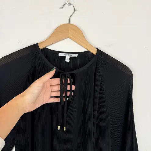 Derek Lam 10 CROSBY Helena Pleated Chiffon Blouse in Black