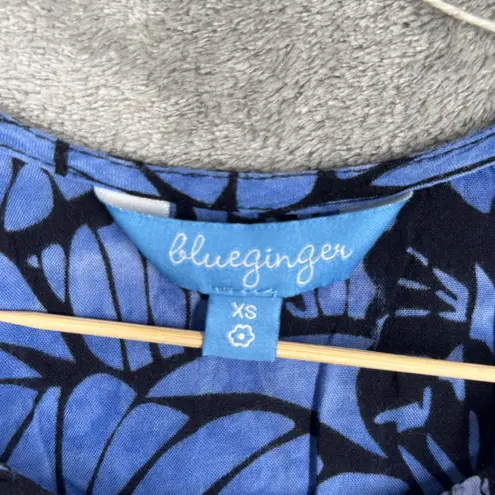 Blue Ginger Midi Dress Sleeveless Floral Casual Summer Sun Dress Blue Size XS