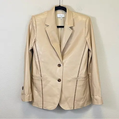 L'Academie Faux Leather Contrast Stitching Oversized Blazer Size XS