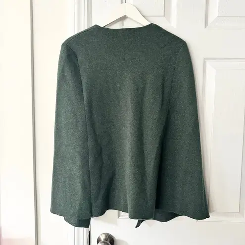 Parenti's Forest Green Cashmere Open Cape Blazer Cardigan Sweater Small Minimal