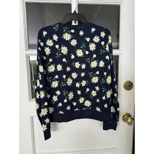 Draper James Magnolia Natalie T-shirt Navy Floral Soft Size L Knit Poly Blend GF