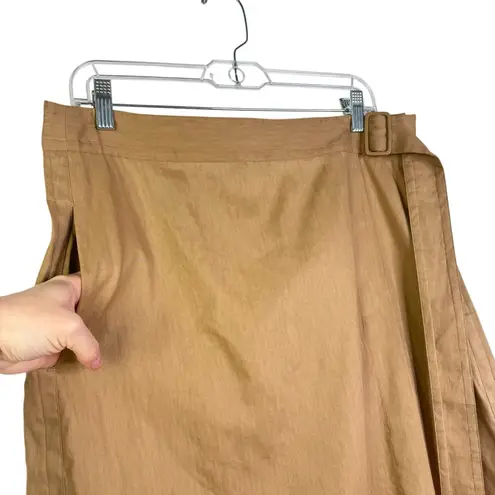 Vince NWT  Buckle Wrap Linen Blend Skirt 16 Sandshell Midi Summer‎ Classic NEW 10