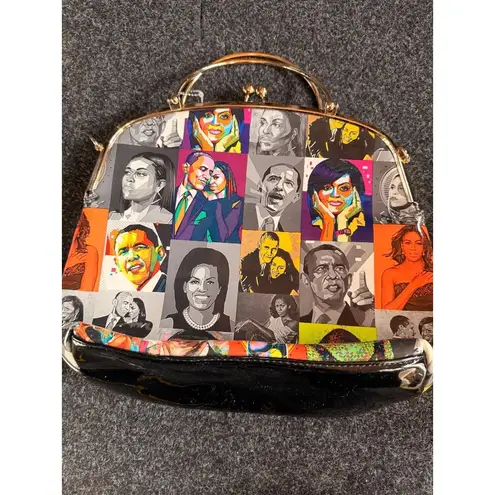 Obama handbag Colorful Pop Art Portrait Handbag With Gold Handles & Snap Closure - Image 8