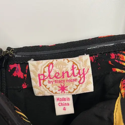 Plenty By Tracy Reese Anthro Silk Size 4 Black, Pink, Floral Strapless Dress