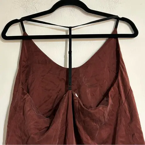 Lunya Washable Silk Slip Dress in Port Maroon Size Large Red