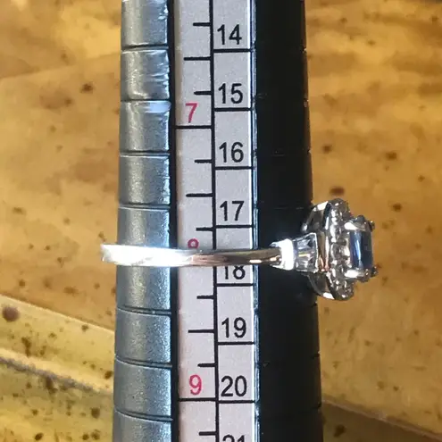 Natural Kyanite Sterling Silver Halo Ring Size 8