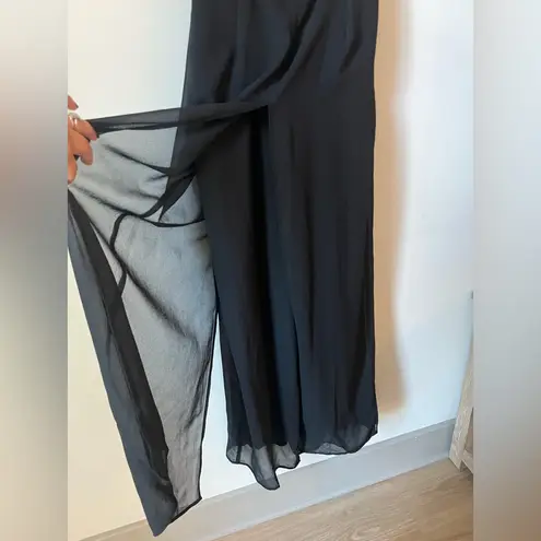 XScape Women’s Black Strapless Wide Leg Sheer Overlay Cocktail Jumpsuit Size 2P - Image 5