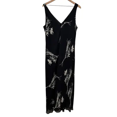 Jones New York Vtg  Floral Slip Maxi Dress 16W Black Whimsigoth 90s Y2K Fairygoth