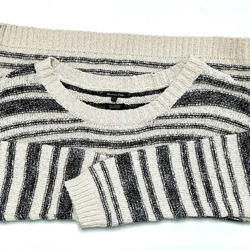 Massimo Dutti  Cotton Striped Sweater in Ivory & Black Size M