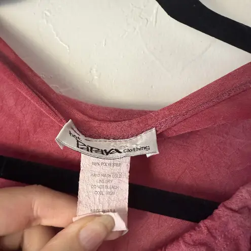 Hot Papaya Y2k Shirt Small Red Sheer Tie Dye Flutter Sleeve Y2K Festival Top