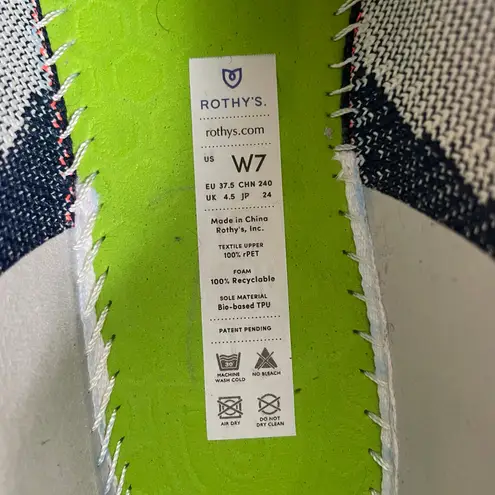 Rothy's The Lace Up Sneaker Knit Fabric Navy Orange Size 7 Limited Edition Blue