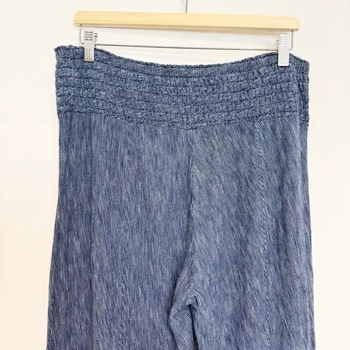 XCVI Wide Leg Cotton Pull On Smocked Pants Boho Lagenlook Beachy Coastal Medium