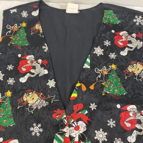 Vintage 1993 Black Looney Tunes womens Ugly Christmas vest size M