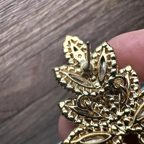 Kate Spade By The Pool Pineapple Fruit Sequin Rhinestone Pierced Dangle Earrings Gold