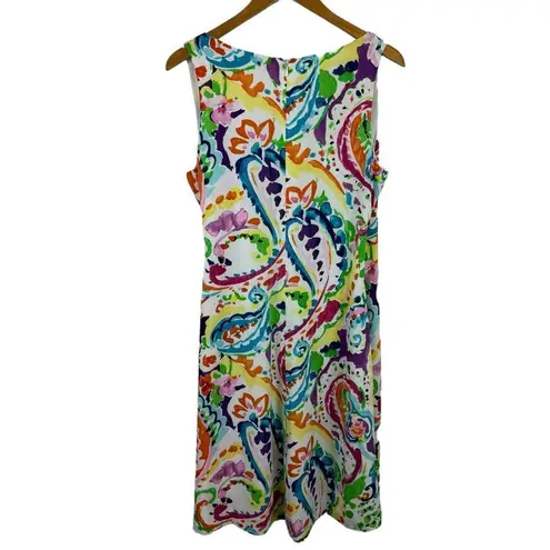 Lauren Ralph Lauren Purple Multi Paisley Faux Wrap Midi Crepe Dress Size 6 Job