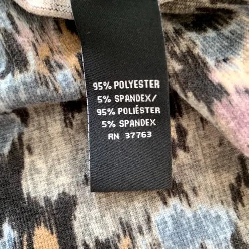 Rafaella Top Sweater Blue Black Lavender Floral Boat Neck Cowl Top Shirt Size XL