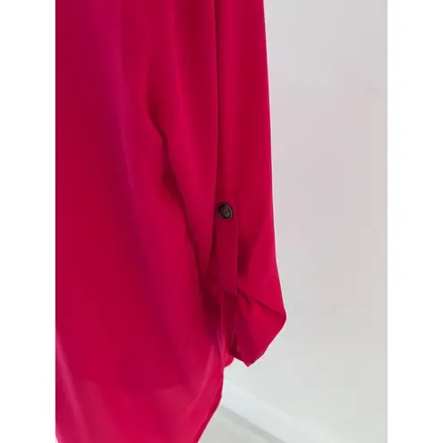 All in Favor X Nordstrom sheer cherry red tunic long sleeve blouse size XS