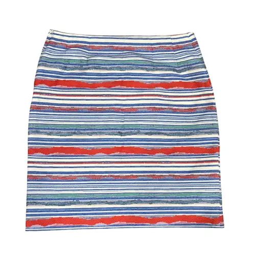 J.McLaughlin Women's Striped Skirt, Multi Color, Textured, Modern Style Sz 6 Blue