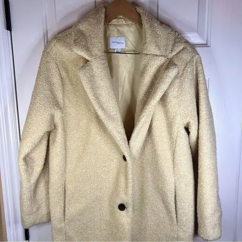 Womens Daily Ritual Teddy Bear Fleece Jacket Size Medium Light Yellow