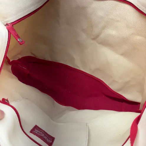 Coca-Cola Canvas Tote Bag Red Cream with "Have a Coke and a Smile"Coin Pouch - Image 4