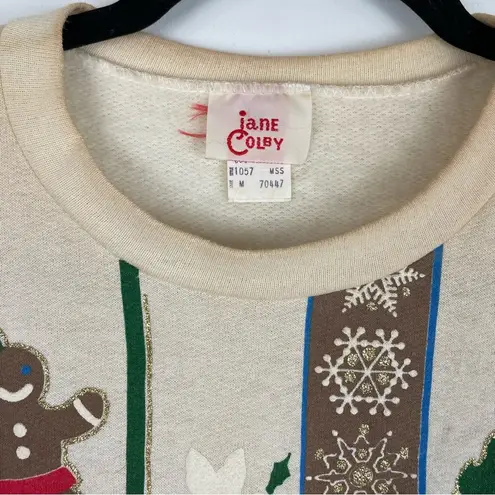 Vintage 90s Christmas Pullover Crewneck Sz Medium Graphic Retro Red