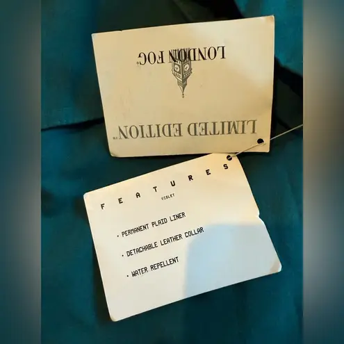 London Fog NWT Vintage Coat Jacket Size 14 Petite Dark Teal Leather Collar Barn