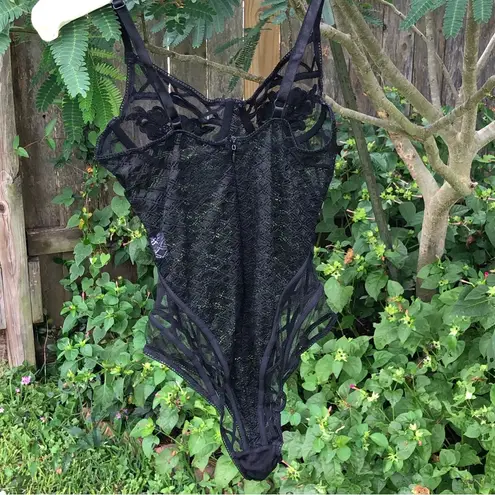 Naked Wardrobe  Black Lace Bodysuit S