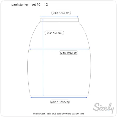 suit skirt set 1980s blue boxy boyfriend straight skirt Size 12