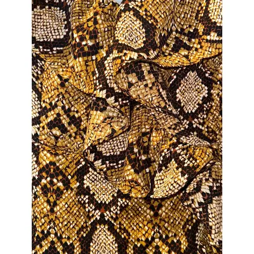 Boohoo Snakeskin Print Ruffle Mini Dress Long Sleeve Bold Party Fashion Look