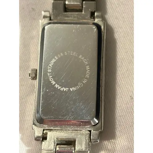 Cote d'Azur Silver Tone Rhinestone Bezel Quartz Japan Movt Women's Tank Watch