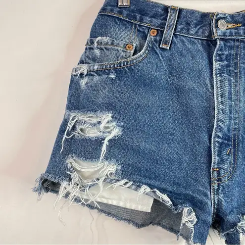 Levi's Vintage  505 Petros Redone Distressed Ripped High Rise jean shorts women 29