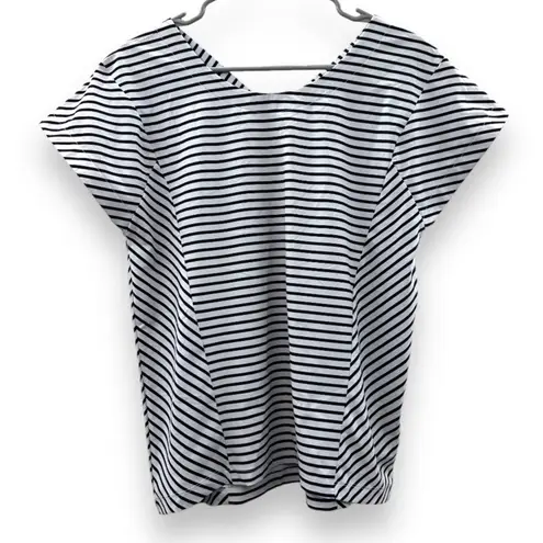 Helly Hansen Black & White Striped Short Sleeve Strappy Back Top Size M