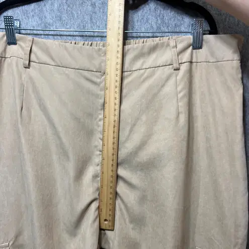 Cargo Pants Elastic Waist Buckle Detail Casual Trousers Beige Size 16 Tan