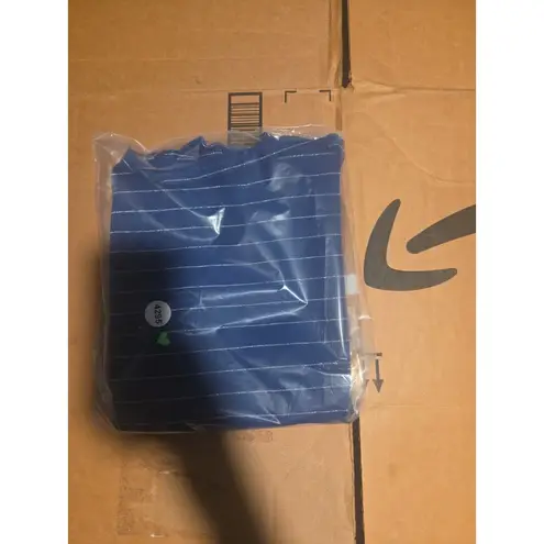 Allison Daley Blue Knit Sweater, Women's Petite Small, Silver Striped, Glitter