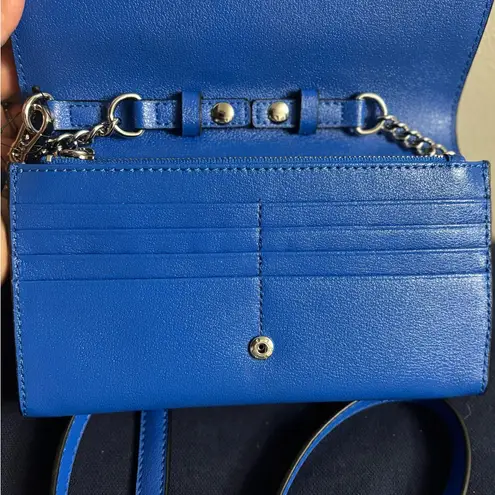 Karl Lagerfeld Paris Lourdes Blue Crossbody Bag with wristlet strap