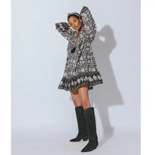 Cleobella Anthropology Elly Mini Black and Cream Long Sleeve Dress Size XS