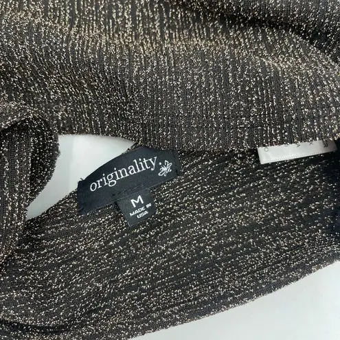 ORIGINALITY Halter Top Cropped Size Small Metallic Lurex Tie Back Boho Festival Black