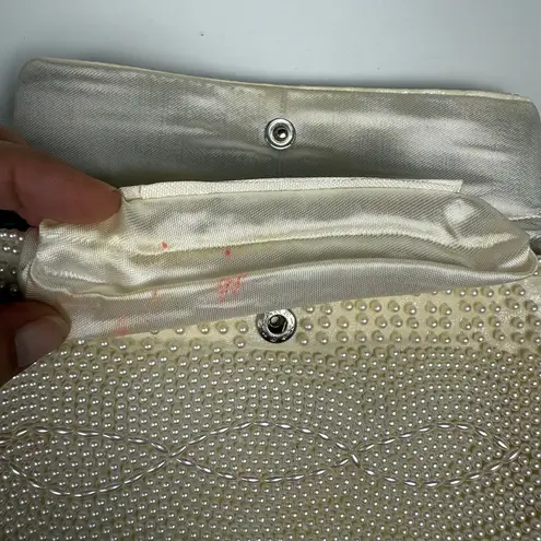 Vintage Beaded Clutch Purse – Bags by Susan – Ivory Pearl Beads, Made in Japan B