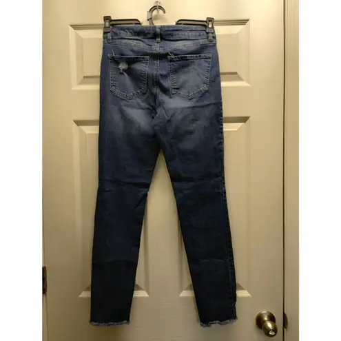 D. Jeans  Womens Size 4 Distressed Raw Hem Mid-Rise Denim Skinny Ankle Blue Jeans