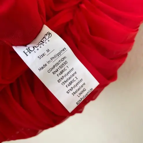 House Of CB HOUSE‎ OF CB 'Sirene' Red Gathered Organza Mesh Dress /Size M