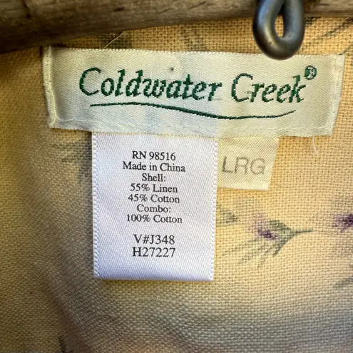 Coldwater Creek Victorian Floral Garden Party Linen Cottagecore Barn Coat LRG