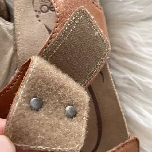 ABEO BIO SYSTEM Tan Leather Sandals with Cork Wedge size 6N BNWOT